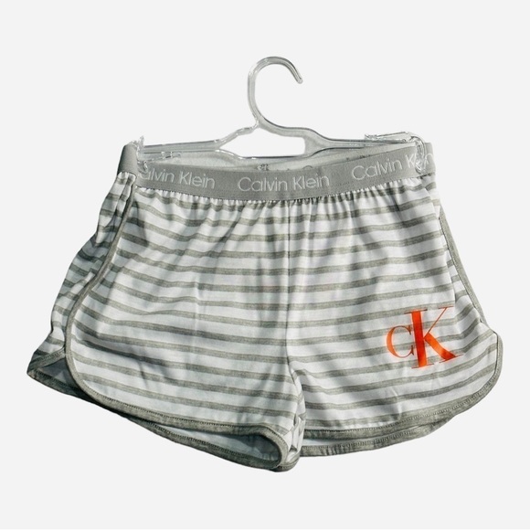 Calvin Klein Grey Striped Shorts Size 7/8 - Picture 1 of 3